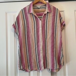 Striped button down beach shirt